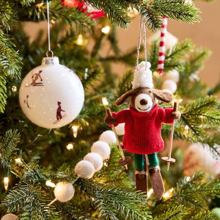 Felt Skiing Dog Bauble Whimsical Holiday Decor West Elm UK