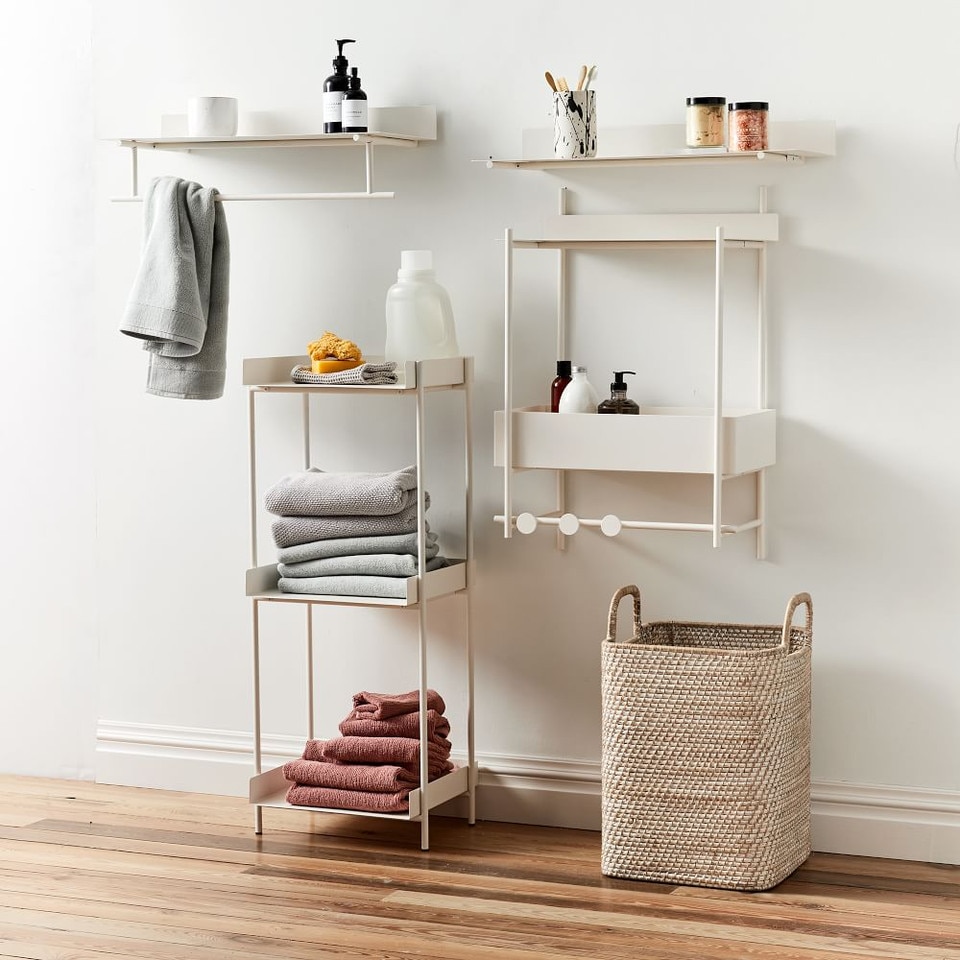 Floating Lines Metal 3-Tiered Storage Shelf - White