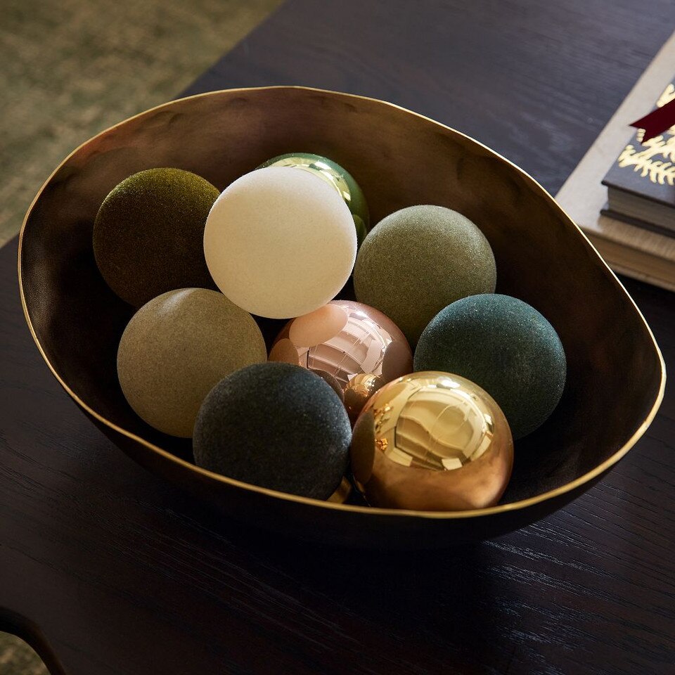 Flocked Ball Baubles (Set of 9)