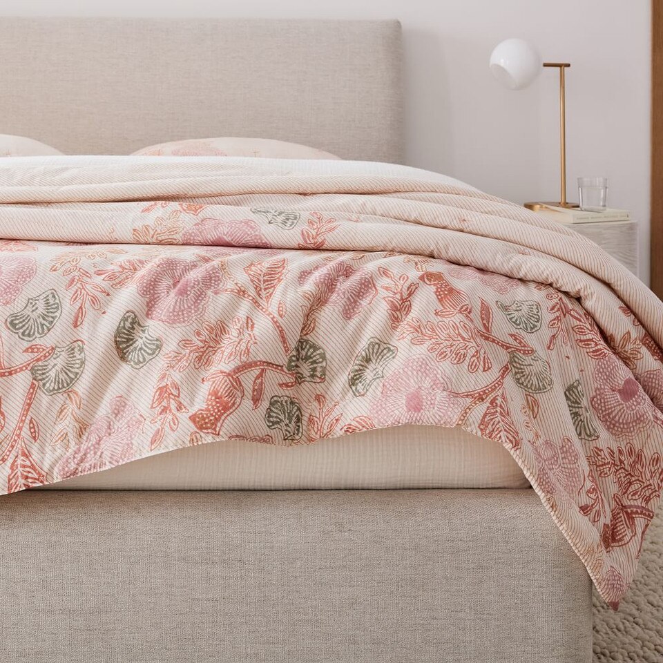 Floral Block Print Bedspread & Pillowcases