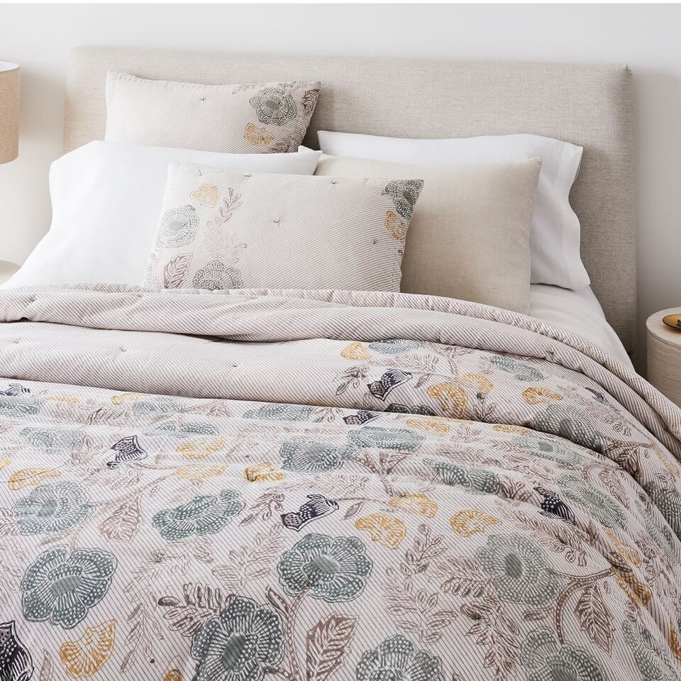 Floral Block Print Bedspread & Pillowcases