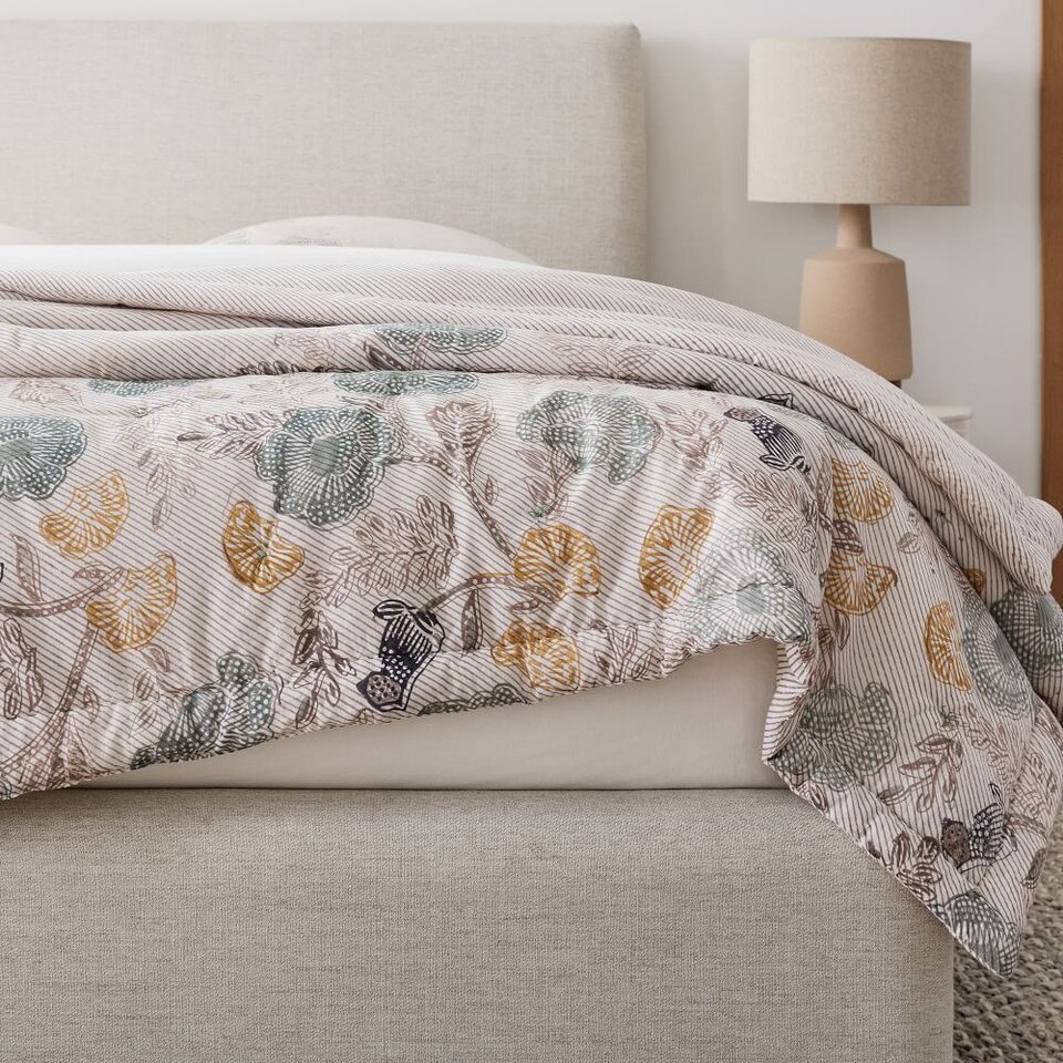 Floral Block Print Bedspread & Pillowcases