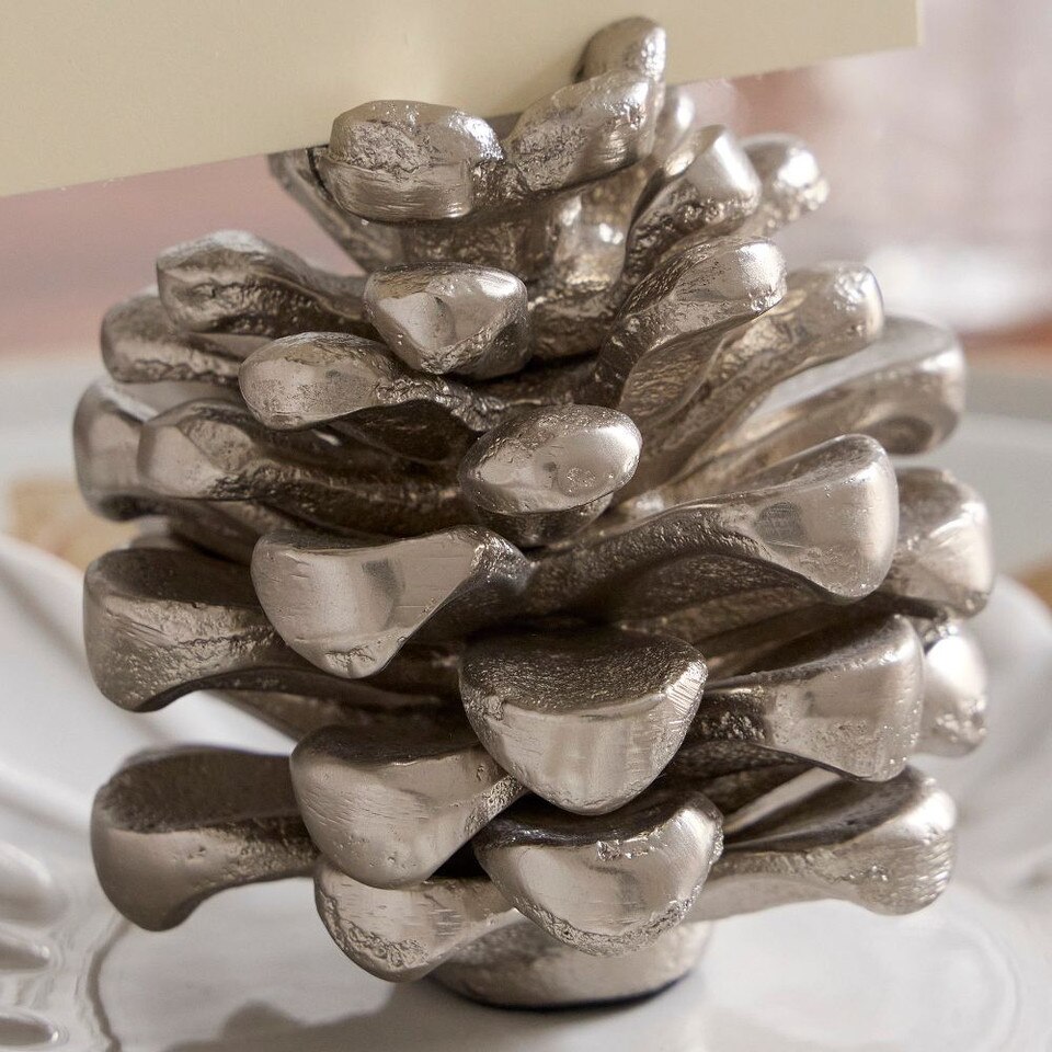 Forest Shine Metal Pine Cone Placecard Holders