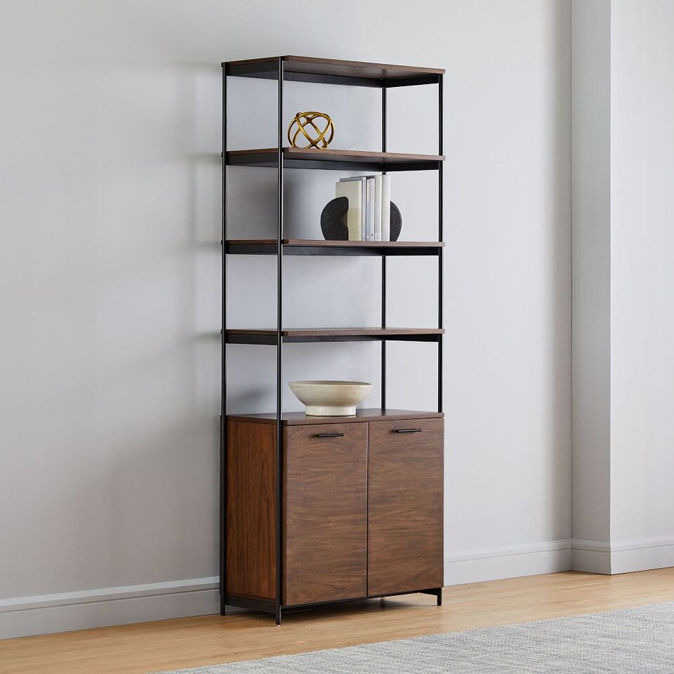 Foundry Wide Bookcase - Dark Walnut