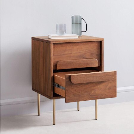 Gemini Bedside Table Walnut West Elm United Kingdom Gemini Bedside Table Walnut West, Walnut Side Table Night Stand