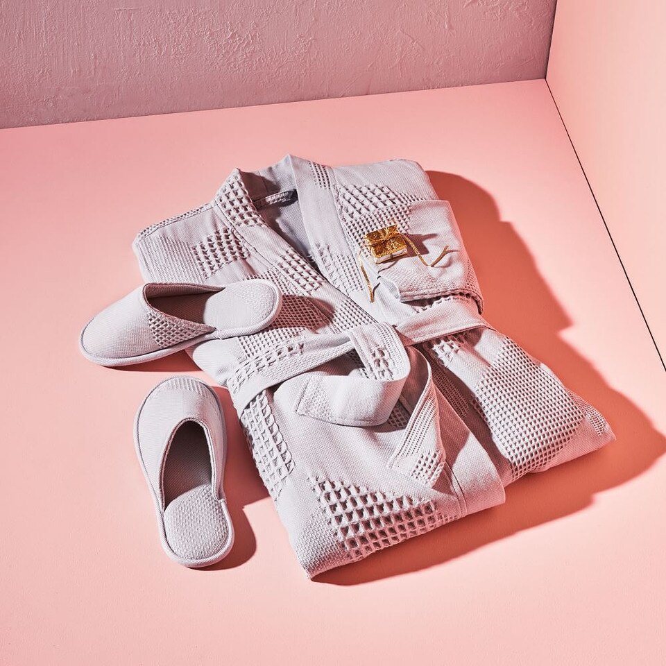 Geo Waffle Organic Cotton Slippers