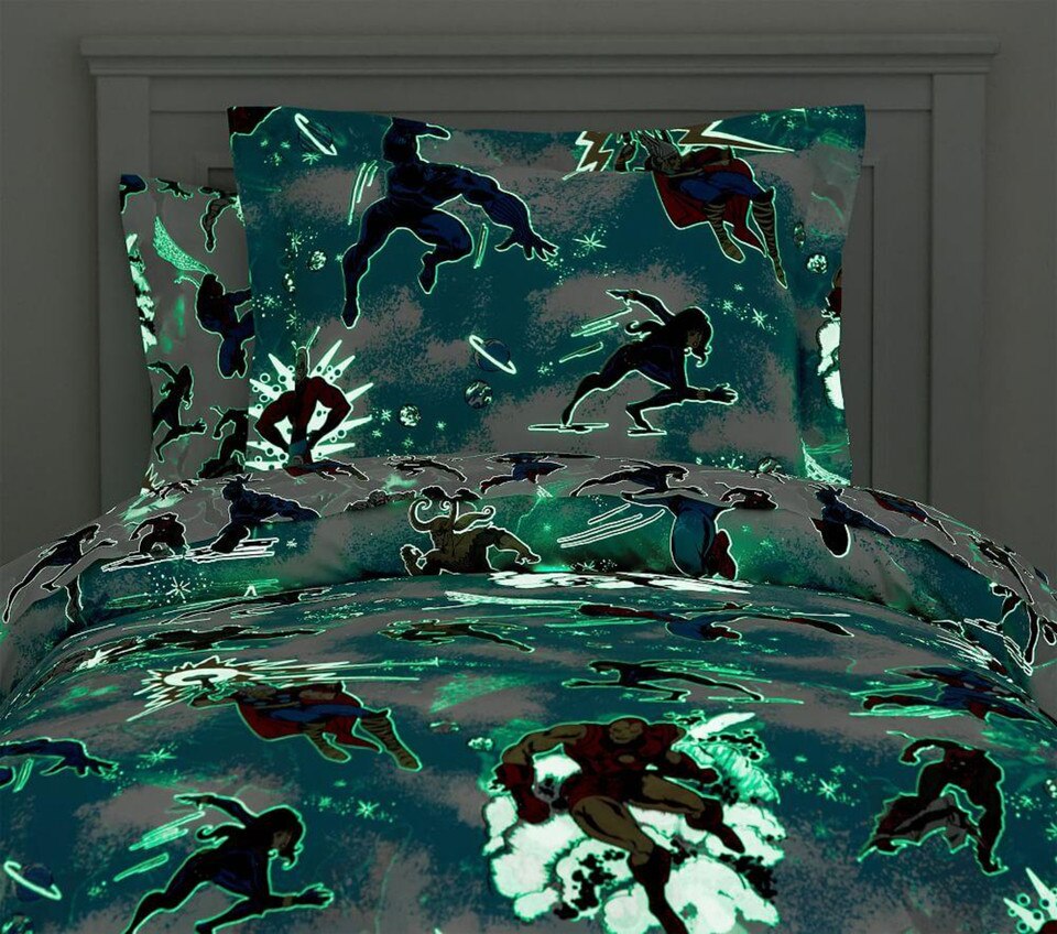 Glow-In-The-Dark Marvel Heroes Duvet Cover & Pillowcases