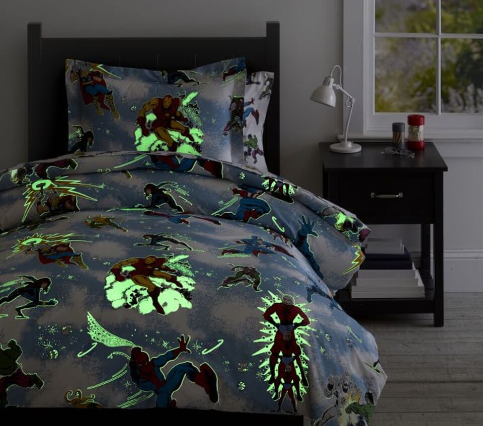 Glow-In-The-Dark Marvel Heroes Duvet Cover & Pillowcases