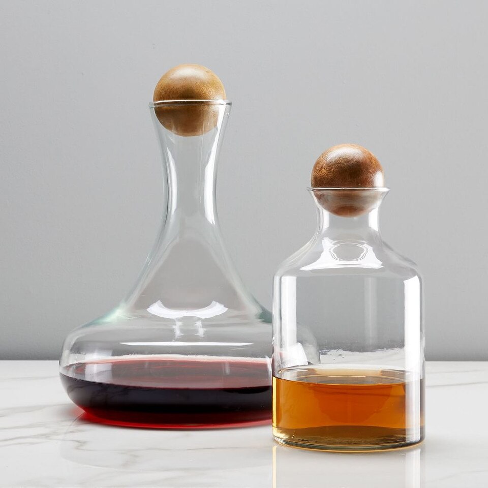 Glass Bottles with Wood Stoppers