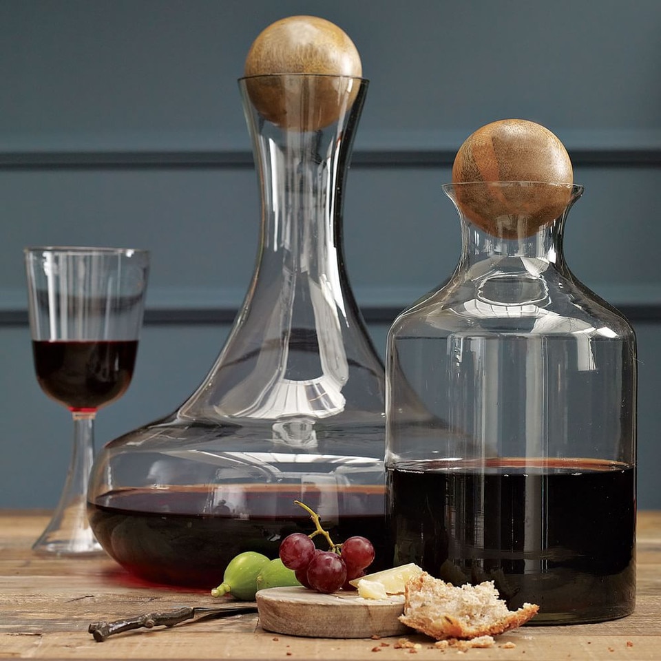 Glass Bottles with Wood Stoppers