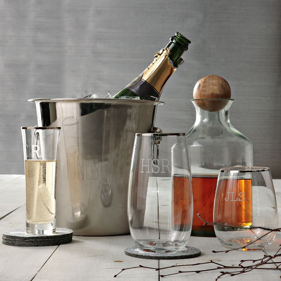 Glass Bottles with Wood Stoppers