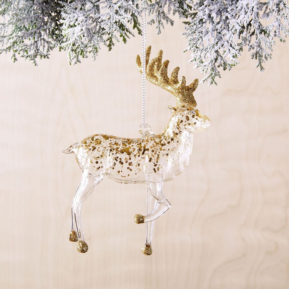 Glass & Gold Reindeer Bauble