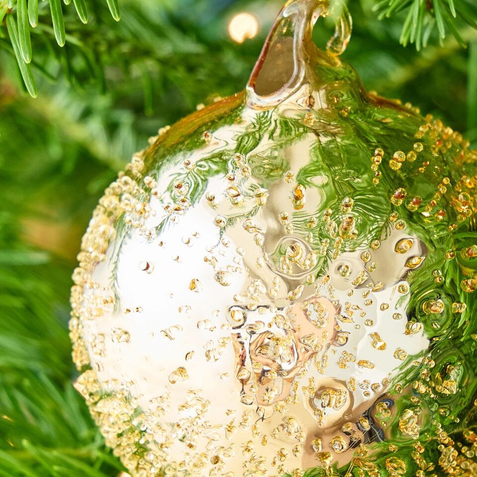 Gold Glitter Beaded Ball Bauble