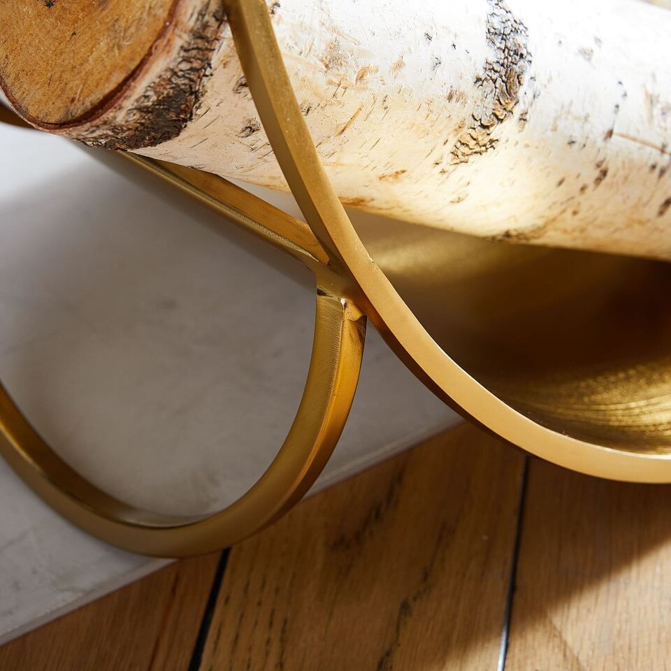 Graphic Fireplace Firewood Holder - Antique Brass