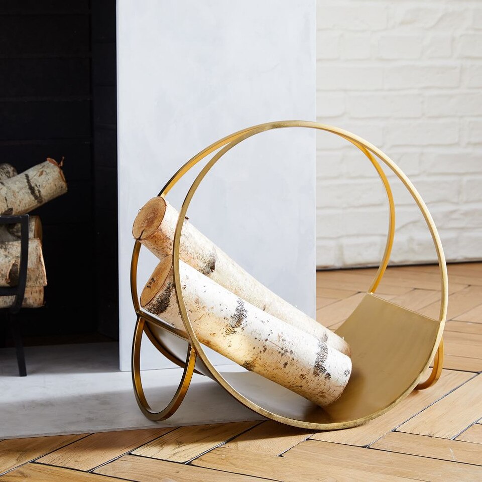 Graphic Metal Fireplace Firewood Holder - Black