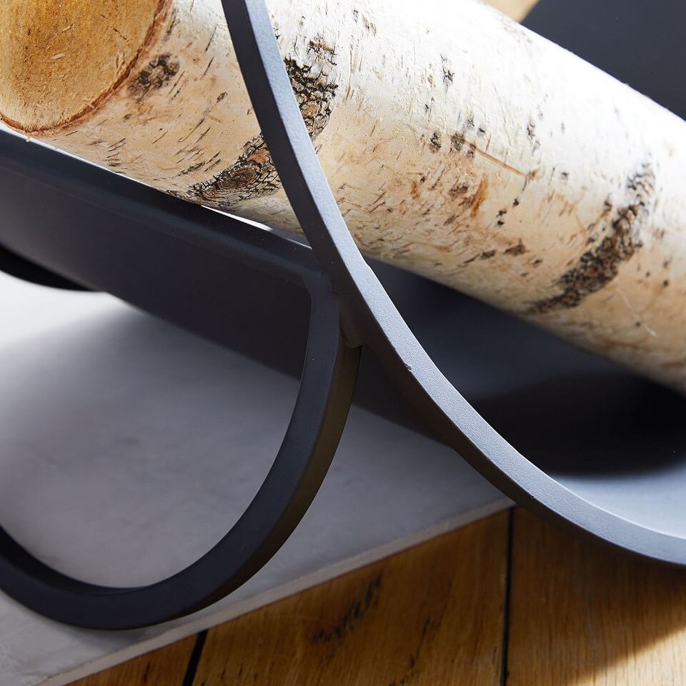 Graphic Metal Fireplace Firewood Holder - Black
