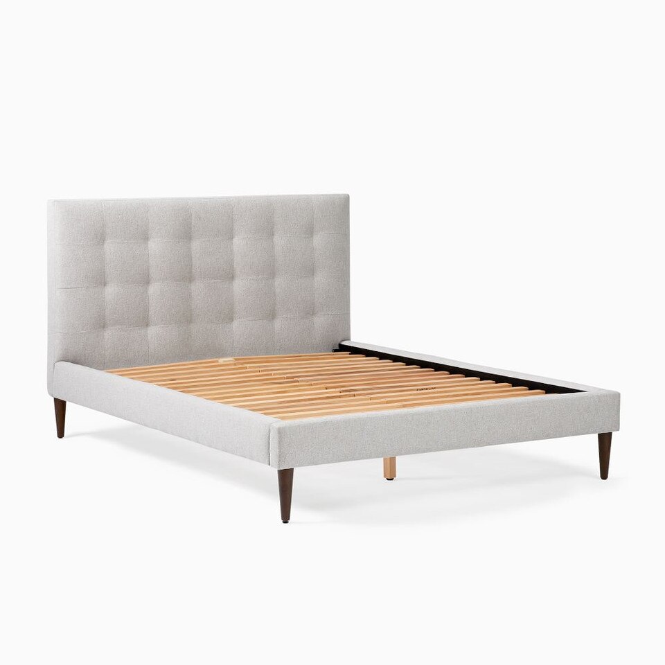 Grid-Tufted Upholstered Tapered Leg Bed