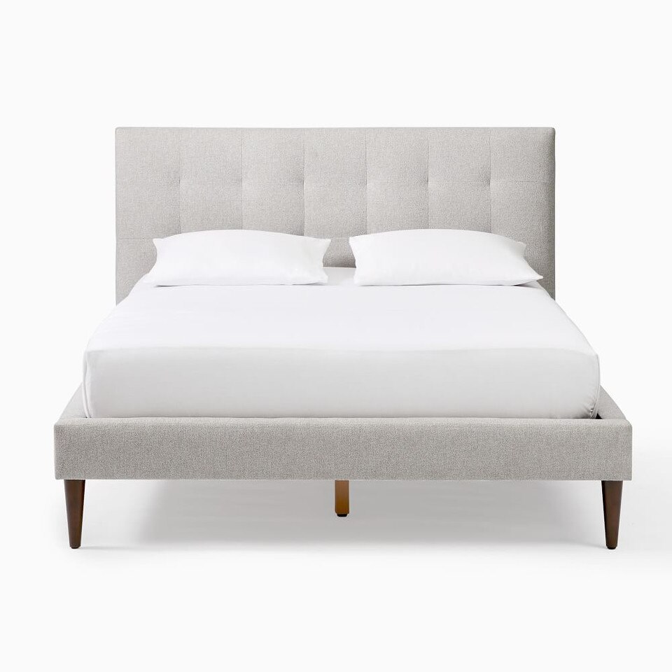 Grid-Tufted Upholstered Tapered Leg Bed