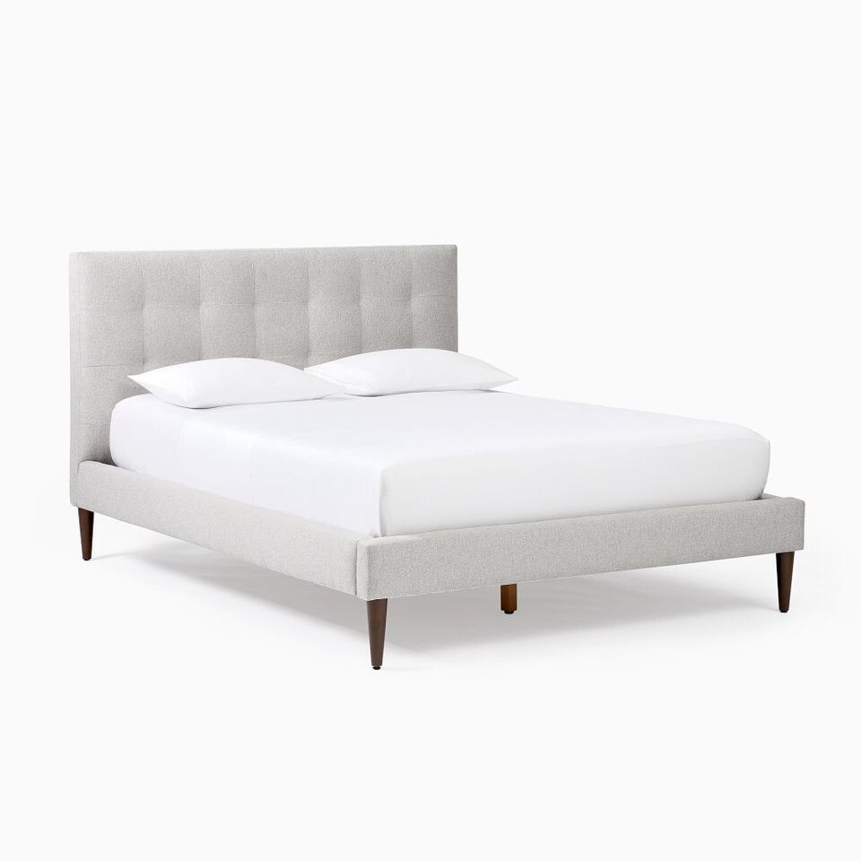 Grid-Tufted Upholstered Tapered Leg Bed