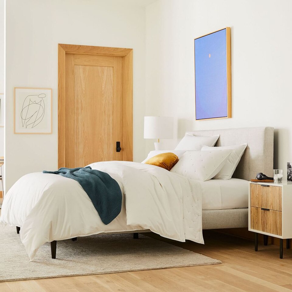 Grid-Tufted Upholstered Tapered Leg Bed