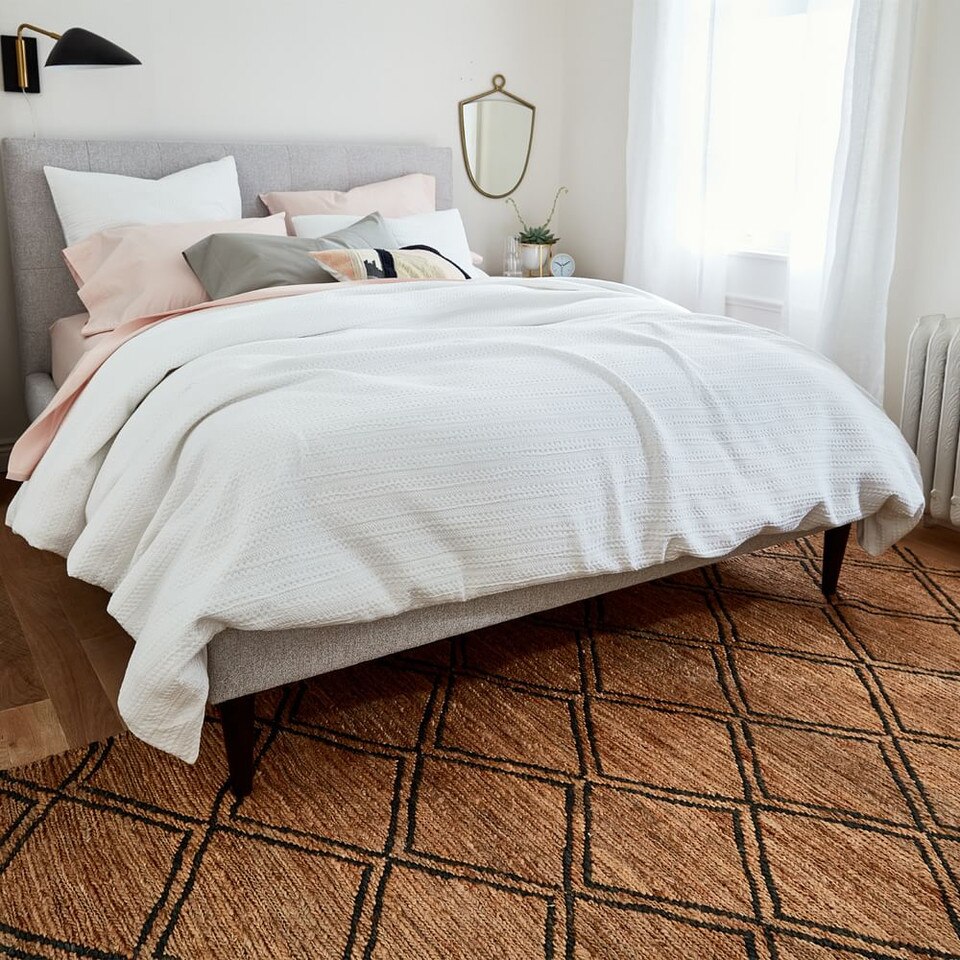 Grid-Tufted Upholstered Tapered Leg Bed