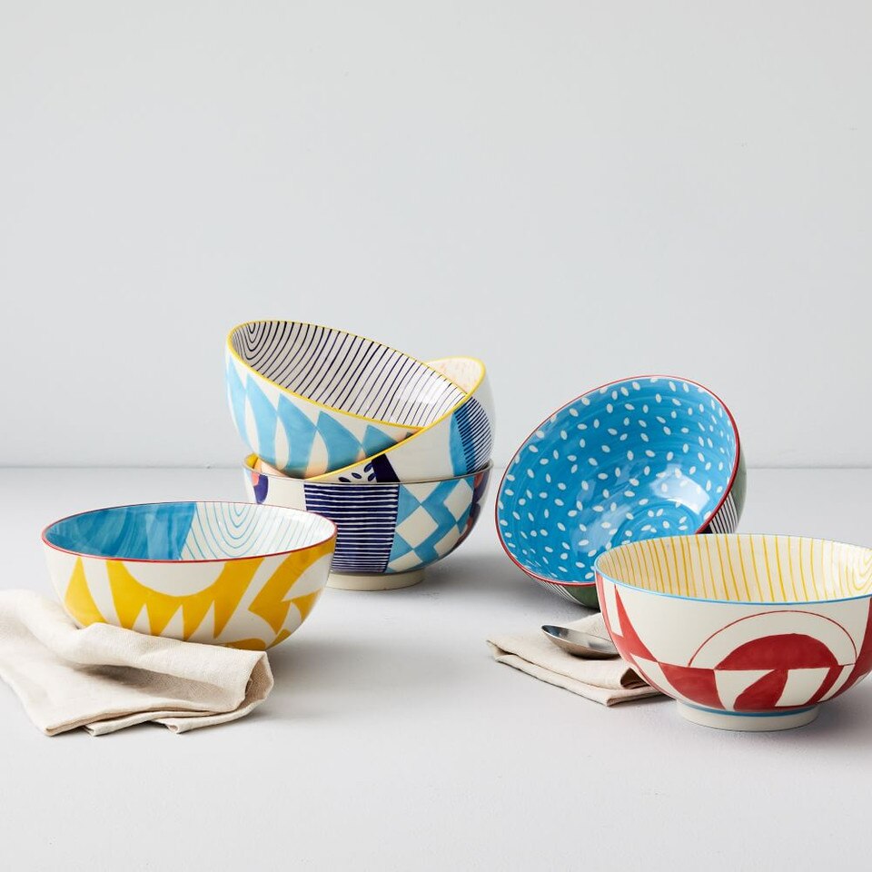 Hand-Painted Pattern Pop Bowls - Large