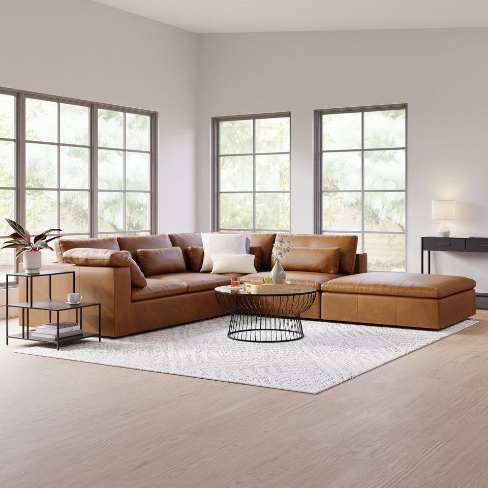 Harmony Modular Leather 4-Piece Chaise Sofa (310 cm)