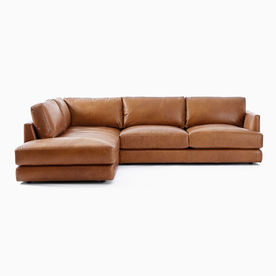 Haven Leather 2-Piece Bumper Chaise Sofa (274 cm)