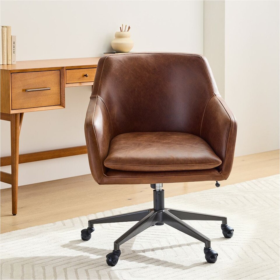 Helvetica Leather Swivel Office Chair