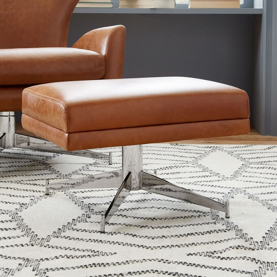 Hemming Leather Swivel Footstool Ottoman