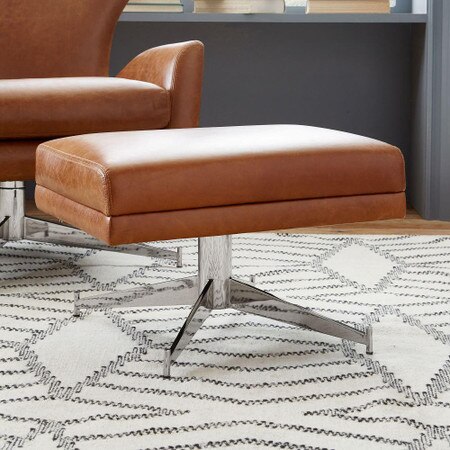 Hemming Leather Swivel Footstool West Elm United Kingdom Hemming Leather Swivel Footstool West, Leather Swivel Chair And Footstool Uk