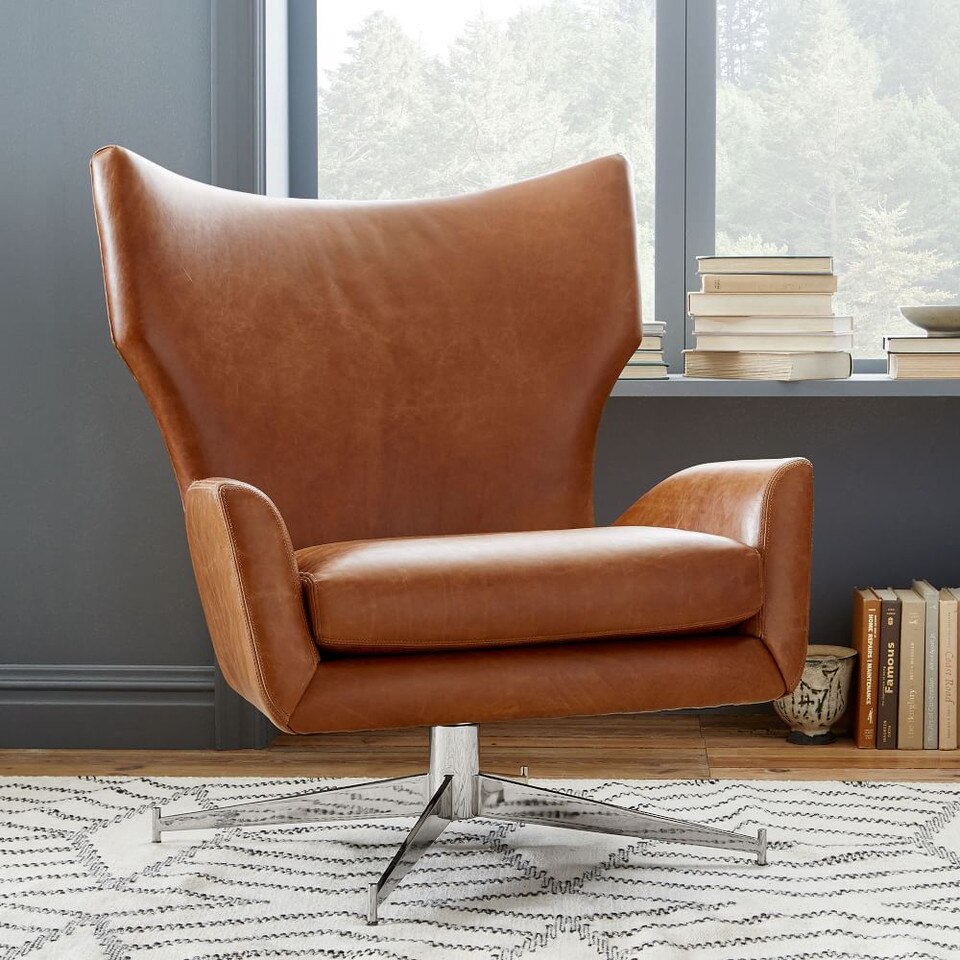 Hemming Leather Swivel Armchair
