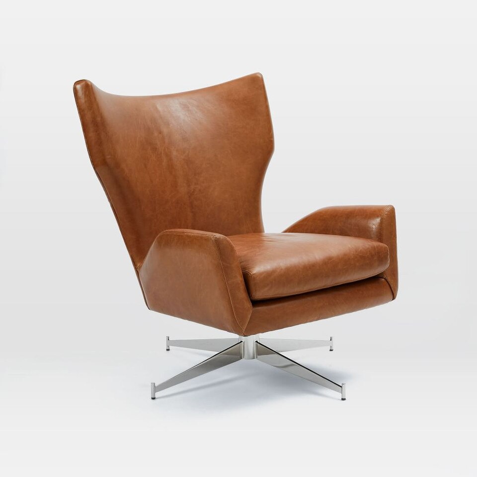 Hemming Leather Swivel Armchair