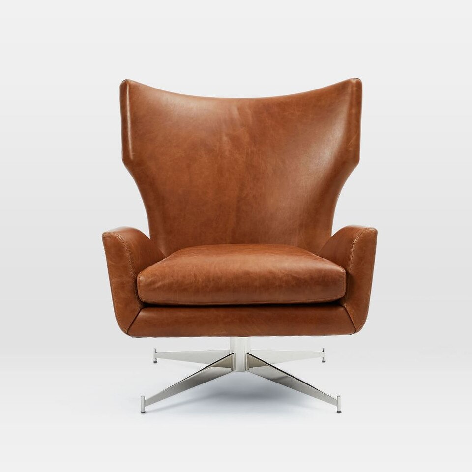 Hemming Leather Swivel Armchair