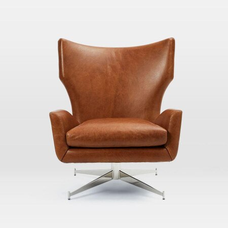 Hemming Leather Swivel Armchair West Elm United Kingdom Hemming Leather Swivel Armchair West