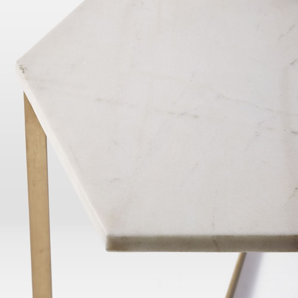 Hex Side Table (39.4 cm) - Antique Brass