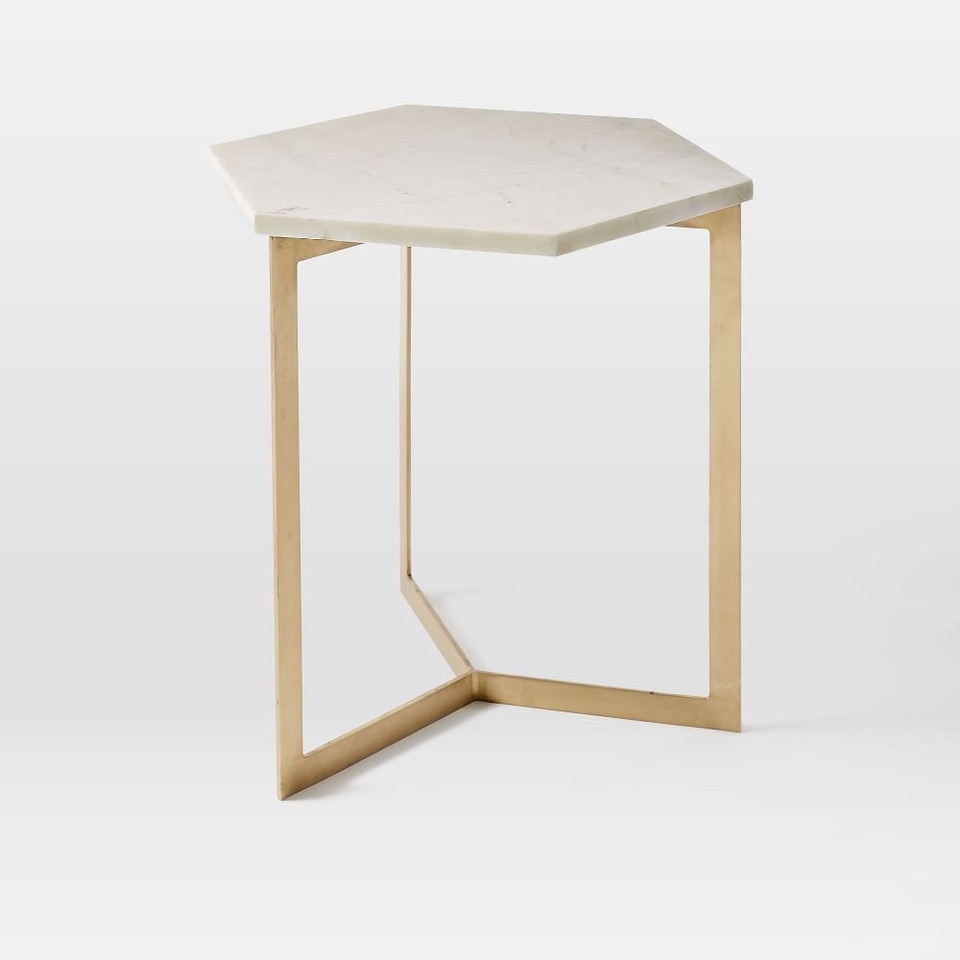Hex Side Table (39.4 cm) - Antique Brass