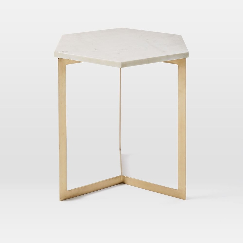 Hex Side Table (39.4 cm) - Antique Brass