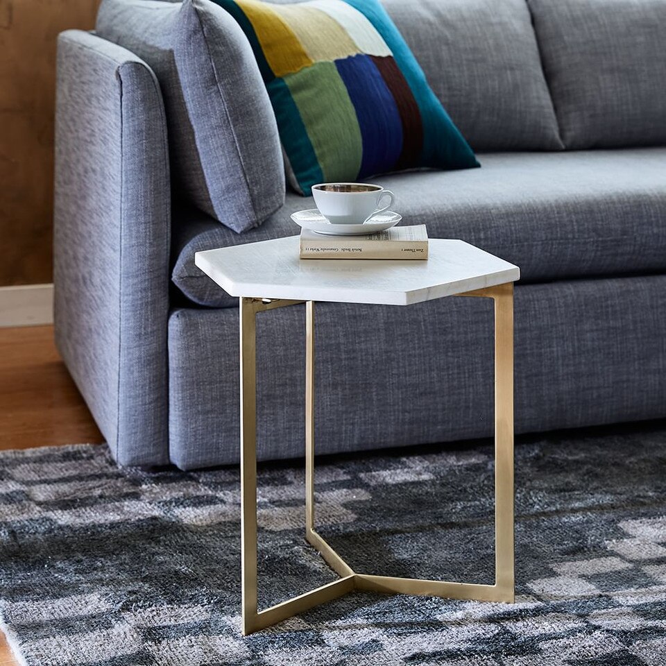 Hex Side Table (39.4 cm) - Antique Brass
