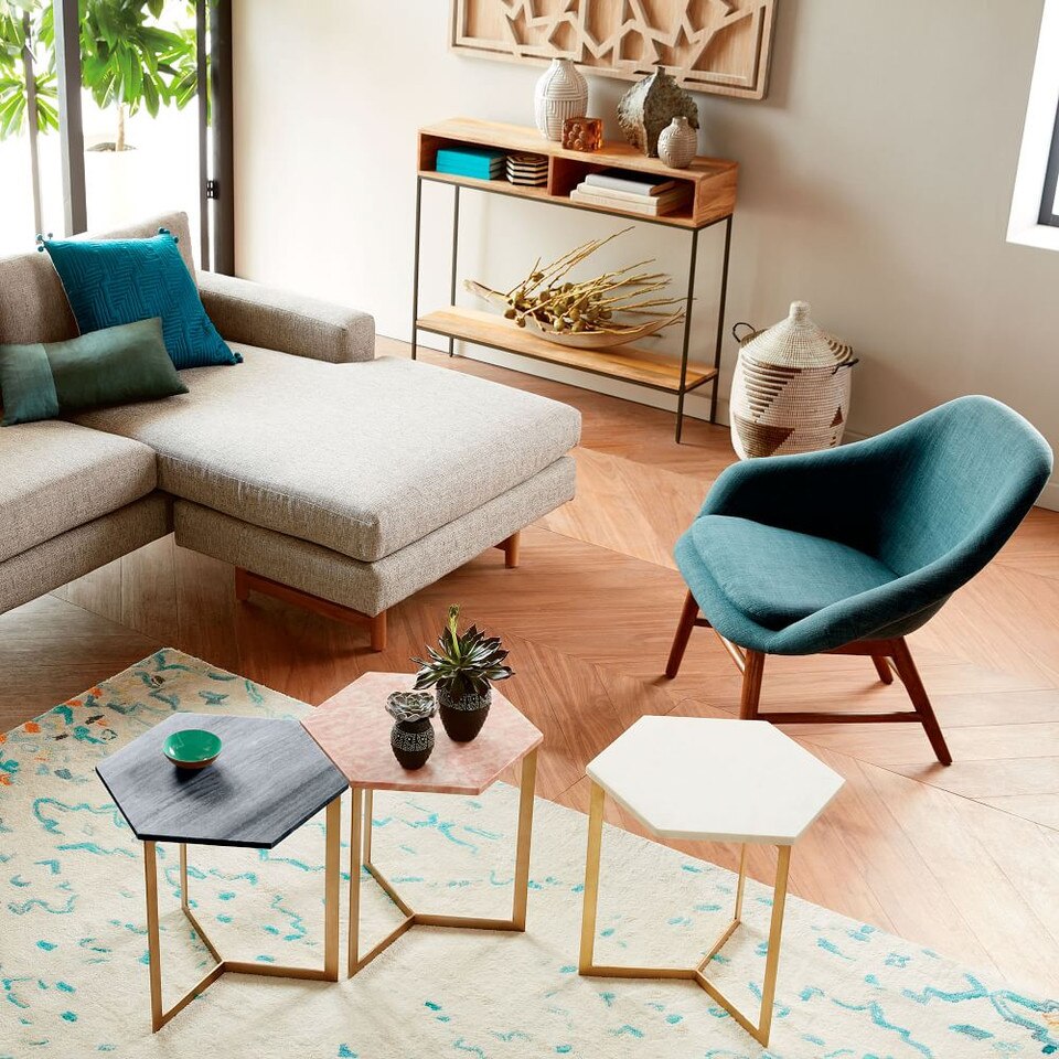 Hex Side Table (39.4 cm) - Antique Brass