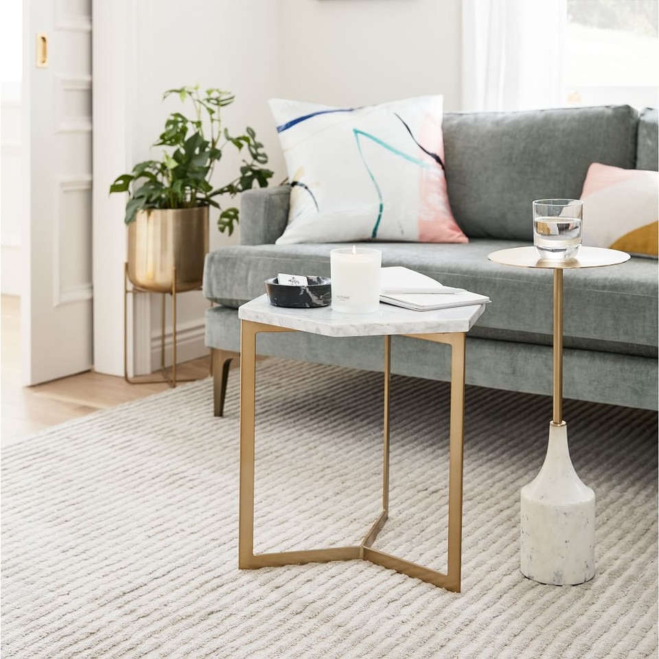 Hex Side Table (39.4 cm) - Antique Brass