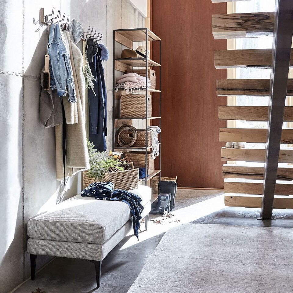 Industrial Wood & Metal Hook Rack