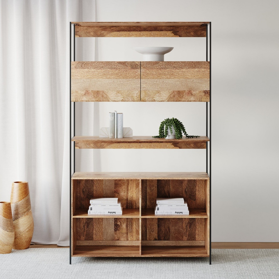 Industrial Open & Closed Storage Bookcase (122 cm)