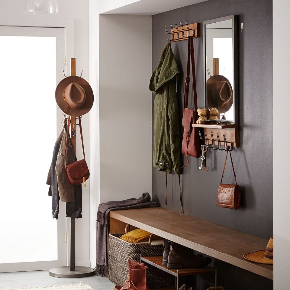 Industrial Wood & Metal Shoe Rack