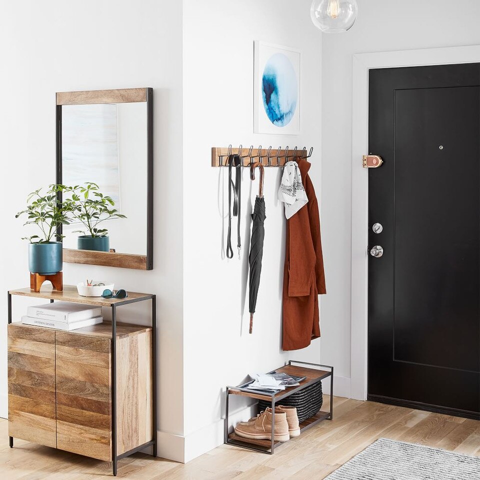 Industrial Wood & Metal Shoe Rack