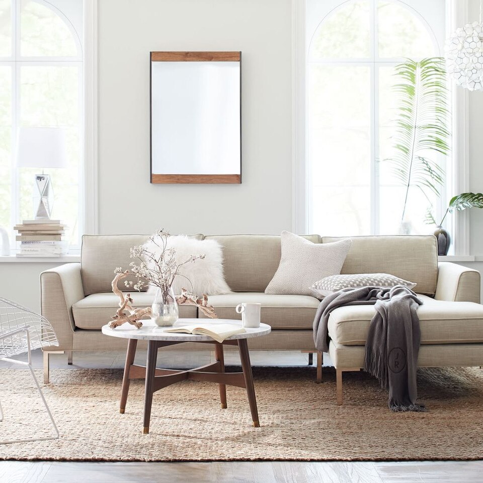 Industrial Metal & Wood Wall Mirror