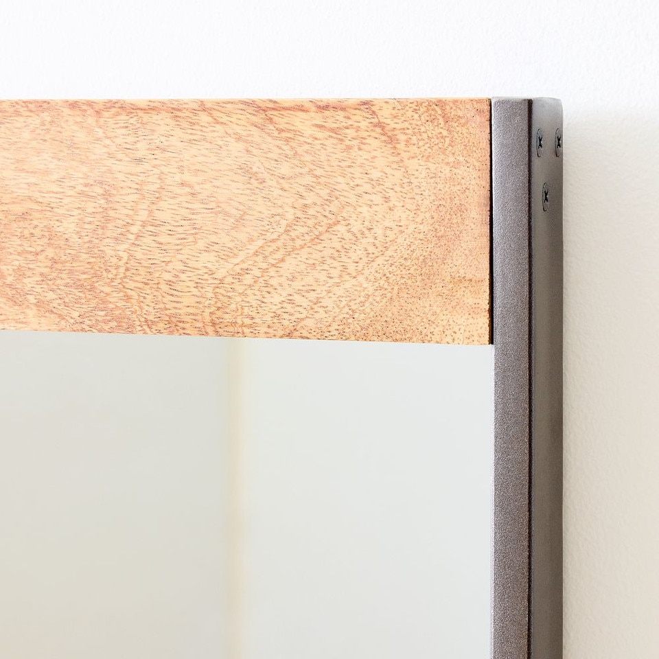 Industrial Metal & Wood Wall Mirror