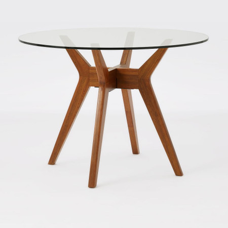 Jensen Round Glass Dining Table West, Glass Round Dining Table Wooden Legs