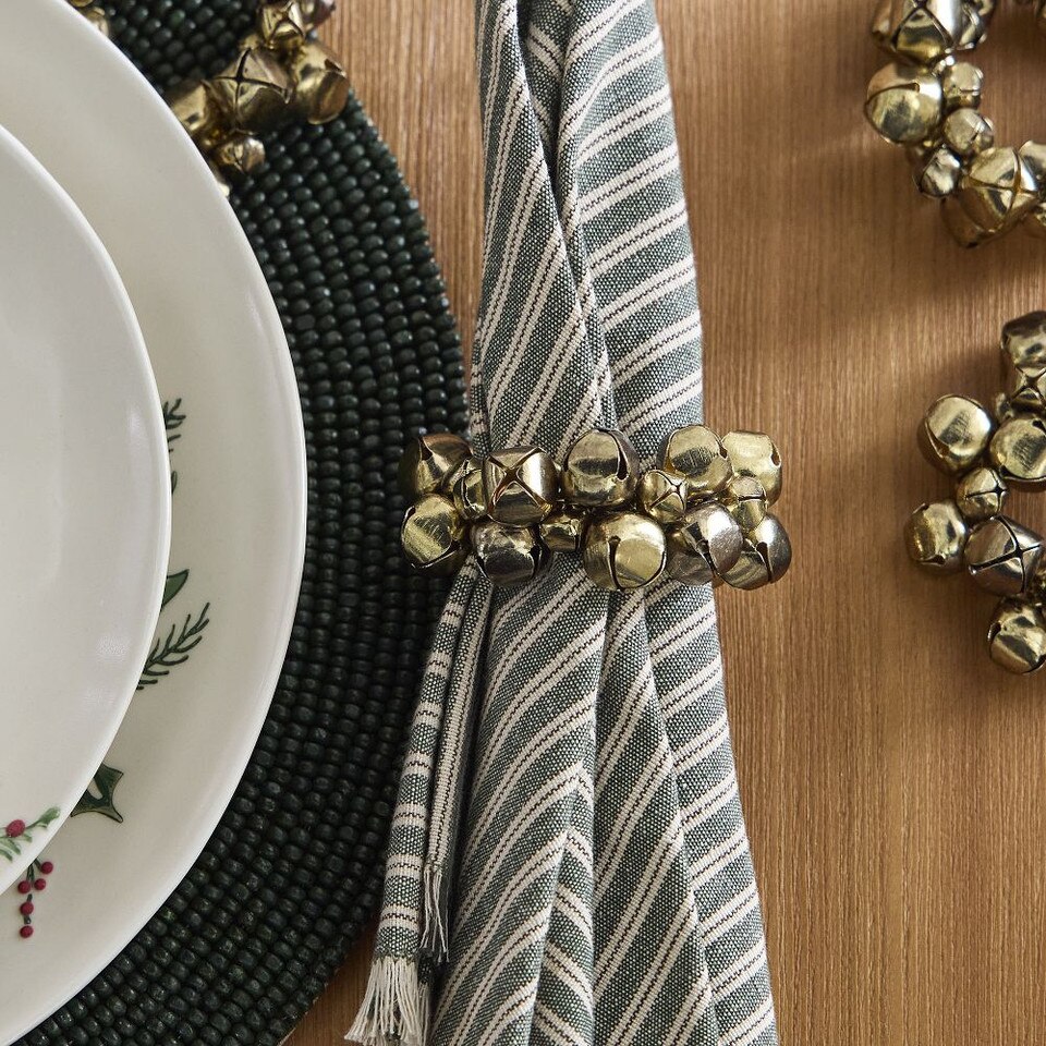 Jingle Bell Metal Napkin Ring Sets