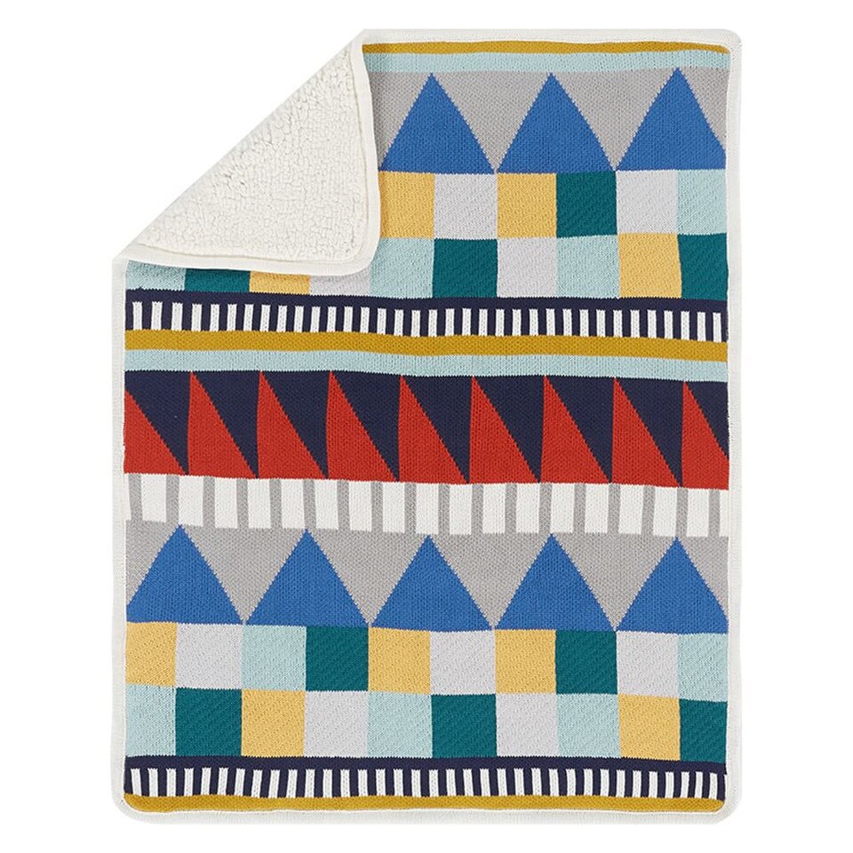 Knit Cotton Baby Blanket - Geometric